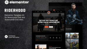 Riderhood – Motorcycle Club Elementor Template Kit