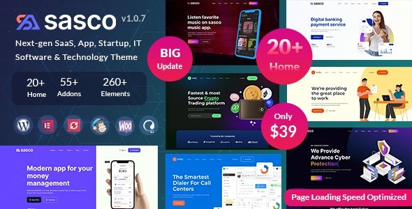 Sasco (v1.1.6) SaaS Startup Multipurpose WordPress Theme