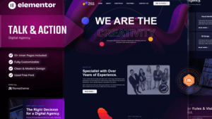 Talk & Action - Colorful Digital Agency Elementor Template Kit
