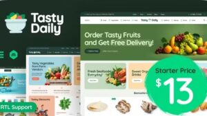 Tasty Daily (v1.22) Grocery Store & Food WooCommerce Theme (Activated)