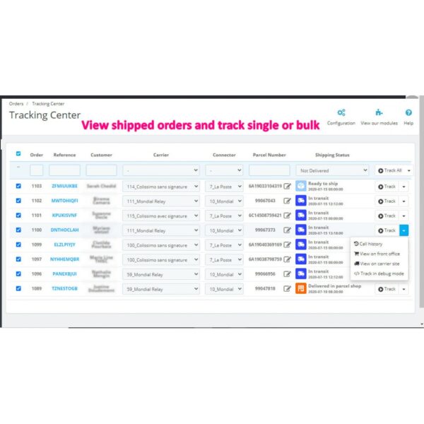 v2.8.9 Tracking Center - Parcel tracking 85 carriers [Prestashop v1.6-v1.7-v8x]