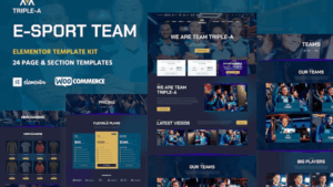 Triple-A - eSport Team Gaming WooCommerce Elementor Template Kit