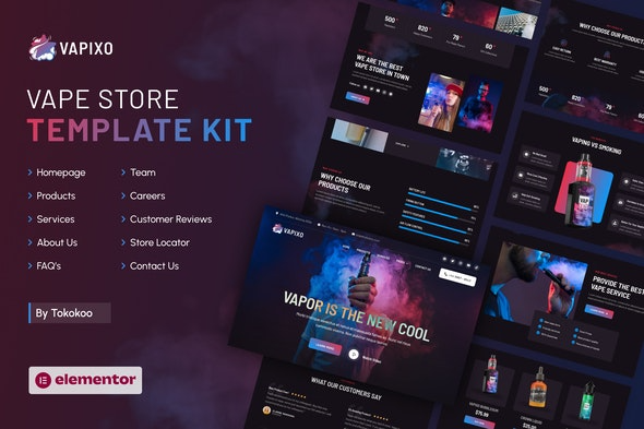 Vapixo - Vape Store Elementor Pro Template Kit
