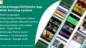 Video-Image-Gif-Quote App With Earning system (Reward points) v5.0