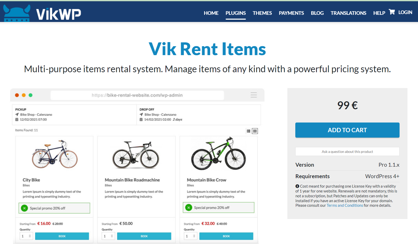 Vik Rent Items Pro v1.1.5 for Wordpress