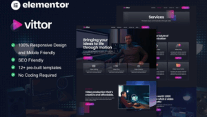 Vittor v1.0.0 Video Production Service Elementor Pro Template Kit