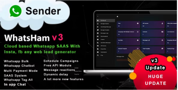 WhatsHam (v6.1) Cloud based WhatsApp SASS System with Lead Generator [Activated]