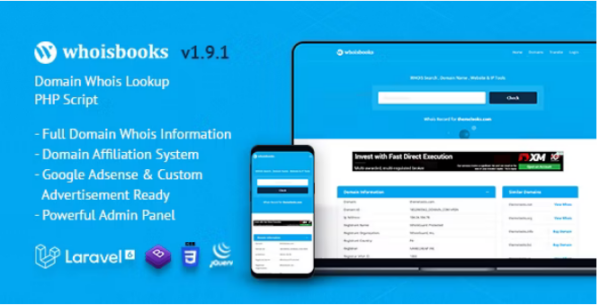 WhoisBooks v1.9.1 Domain Whois Lookup PHP Script [Activated]