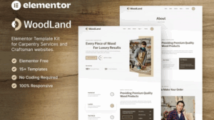 WoodLand - Carpenter & Craftsman Elementor Template Kit