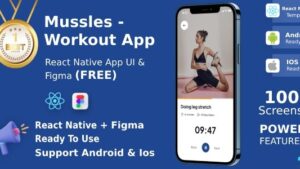 Workout Apps UI Kit | React Native | Figma (FREE) | Mussles v1.1