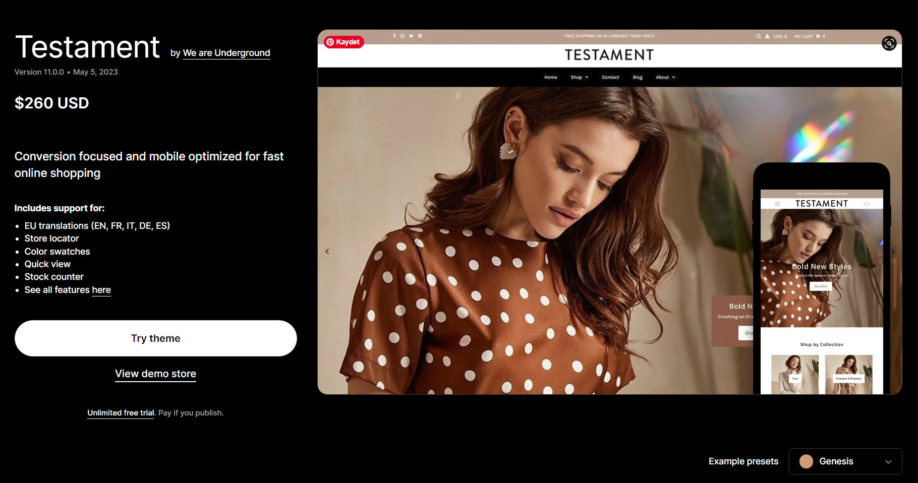 Testament Shopify Theme v8.9.0