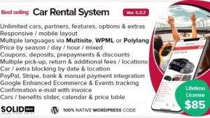 (v5.0.7) Car Rental System (Native WordPress Plugin)