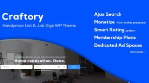 Craftory (v2.0.1) Craftsmen Directory Listing & Job Board WordPress Theme