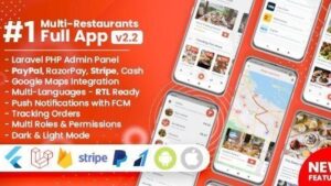 Food Delivery Flutter (v2.7.0) + PHP Laravel Admin Panel