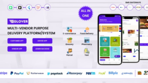 Fixed* Glover (v1.7.70) Grocery, Food, Pharmacy Courier & Service Provider + Backend + Driver & Vendor app
