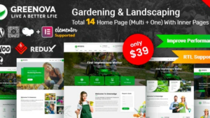 Greenova (v2.3.8) Gardening & Landscaping WordPress Theme [Activated]