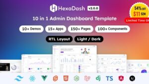 HexaDash (v2.2.1) Tailwind CSS, React, Svelte, Vue, Laravel, Nodejs, Django & HTML Admin Dashboard Template