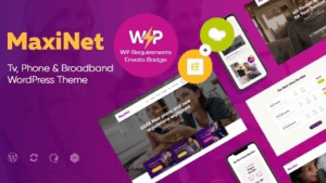 MaxiNet (v1.2.10) Broadband & Telecom Internet Provider WordPress Theme + Elementor
