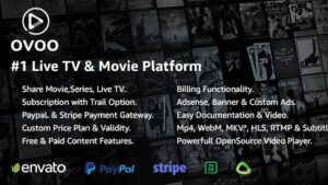 OVOO (v3.4.0) Live TV  & Movie Portal CMS with Membership System [Activated]
