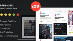 PressGrid (v1.3.1) Frontend Publish Reaction & Multimedia Theme