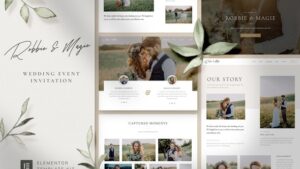 Robbie & Magie – Wedding Event Invitation Elementor Template Kit