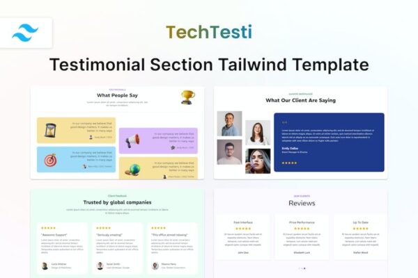 TechTesti (v1.0.0) Testimonial Section Tailwind CSS 3 HTML Template 