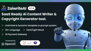 ZaiwriteAI (v2.0) Ai Content Writer & Copyright Generator tool With SAAS.