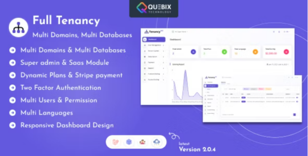 Full Tenancy v2.0.5 - Domains, Database, Users, Role, Permissions & Settings