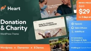 Heart (v1.8.0) Donation & Charity Non-Profit WordPress Theme + AI [Activated]
