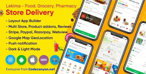 Lekima (v2.9.0) Store Delivery Full React Native Application for WP Woo - 适用于WordPress WooCommerce的完整React Native商店配送应用