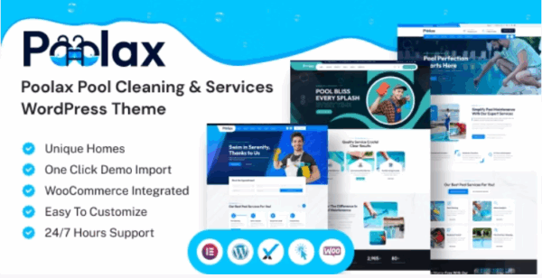 Poolax (v1.0.1) Pool Cleaning & Services WordPress Theme