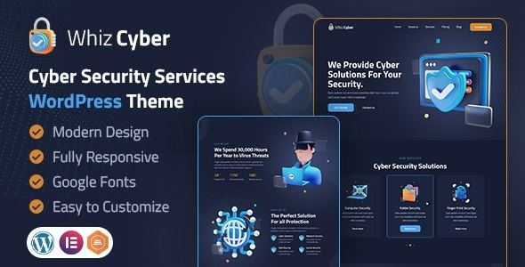 WhizCyber v1.0 Cyber Security WordPress Theme