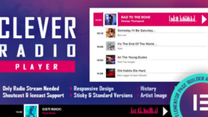 CLEVER (v2.5) HTML5 Radio Player With History - Shoutcast and Icecast - Elementor Widget Addon