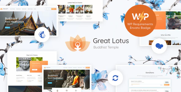 Great Lotus (v1.4.0) Oriental Buddhist Temple WordPress Theme + RTL
