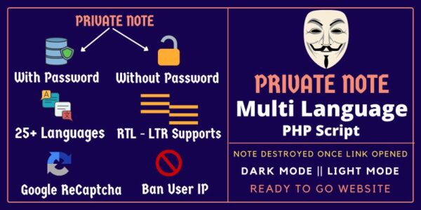 Privy - Private Note Multi Language PHP Script 11 May 2022
