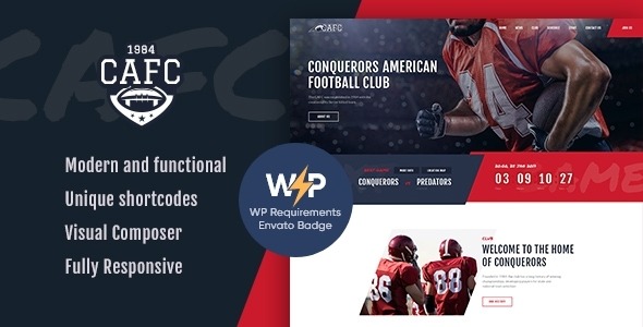 Conquerors v1.2.13 American Football & NFL WordPress Theme