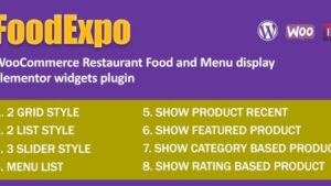 FoodExpo v1.0 WooCommerce Restaurant Food Menu display Elementor widgets plugin