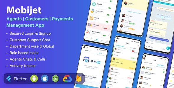 Mobijet (v1.0.12) Agents, Customers & Payments Management App | Android & iOS Flutter App