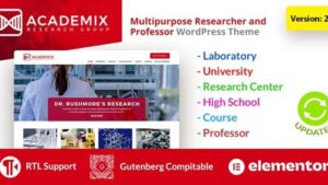 Academix v.2.0.1 Multipurpose Education, Researcher and Professor WordPress Theme