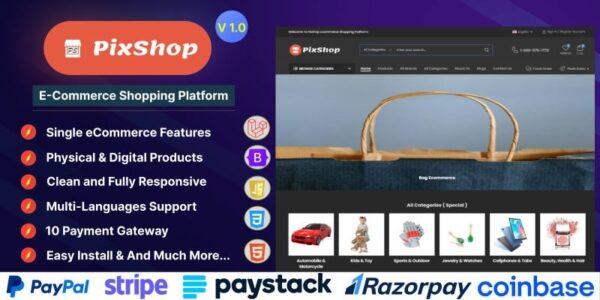 PixShop v1.0 E-Commerce Shopping Platform