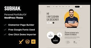 Subhan (v1.0) Personal Portfolio/CV WordPress Theme
