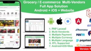 grocery / delivery services / ecommerce multi vendors (Android + iOS + Website) ionic 5 / CodeIgniter v12.0