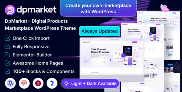 DpMarket v1.0.1 Digital Marketplace Multi-Vendor WooCommerce Theme Multipurpose