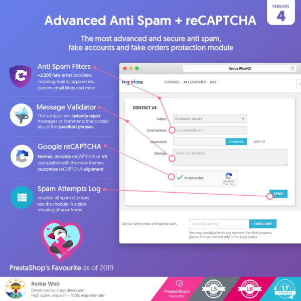 v4.3.0 Advanced Google Re-Captcha Anti Spam & Fake Accounts Module [v1.6-v1.7-v8x]