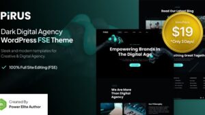 Pirus v1.0.2 Dark Digital Agency FSE WordPress Theme