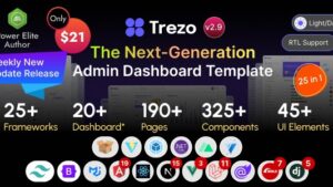 Trezo (24 Feb 2025) Tailwind, Bootstrap, Material, React, Angular, Vue, Laravel ASP.net Admin Dashboard Template
