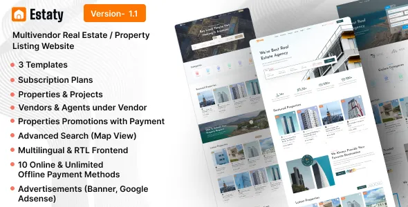 Estaty Multivendor Real Estate Property Listing Website
