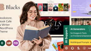 Blacks (v1.0.0) Bookstore, Book Cafe & Writer WordPress Theme