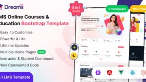 Dreams LMS v1.1.4 - Online Learning & Course Management Template (HTML, React, Vue, Angular, Laravel)