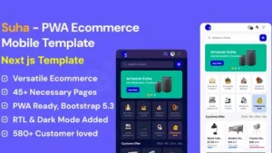 Suha (1.0.0) PWA Ecommerce Mobile React Next js Template
